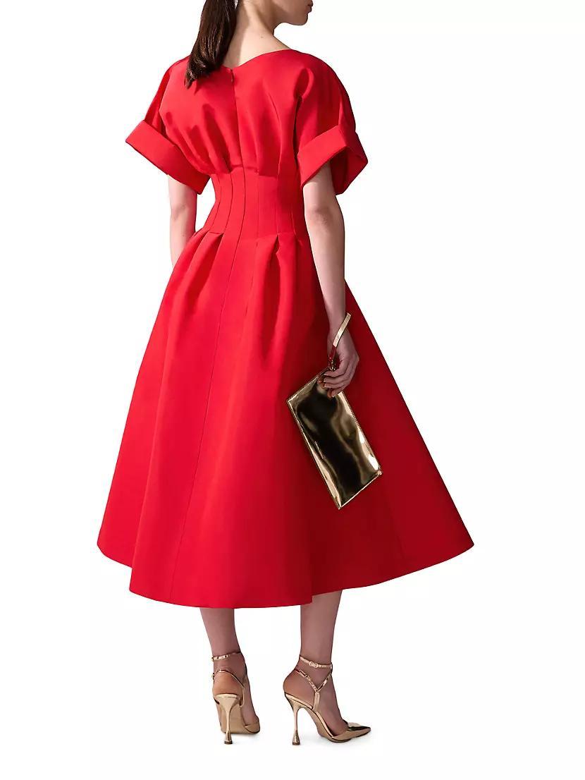 Womens Gathered Silk V-Neck Cocktail Dress Product Image