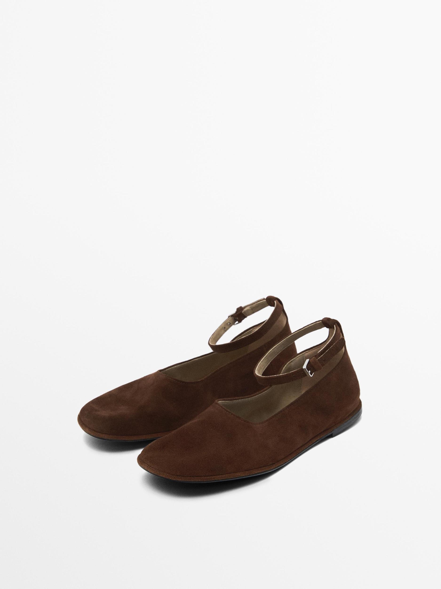 Ballet flats with buckled ankle strap Product Image