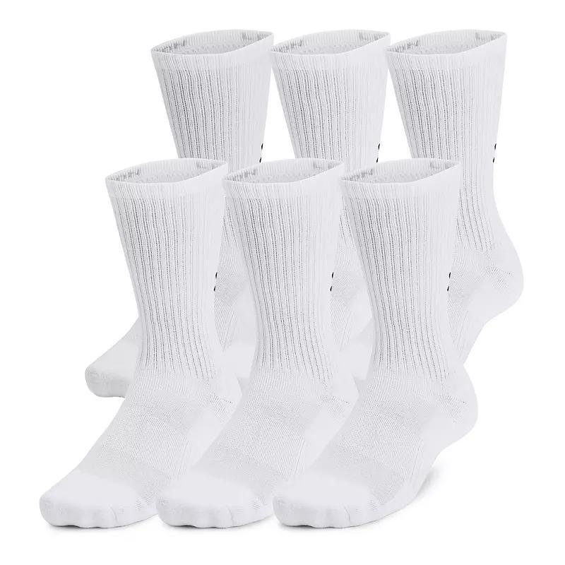 Under Armour Training Cotton 6-Pack Crew Socks, Men's, Size: Large, Black Product Image