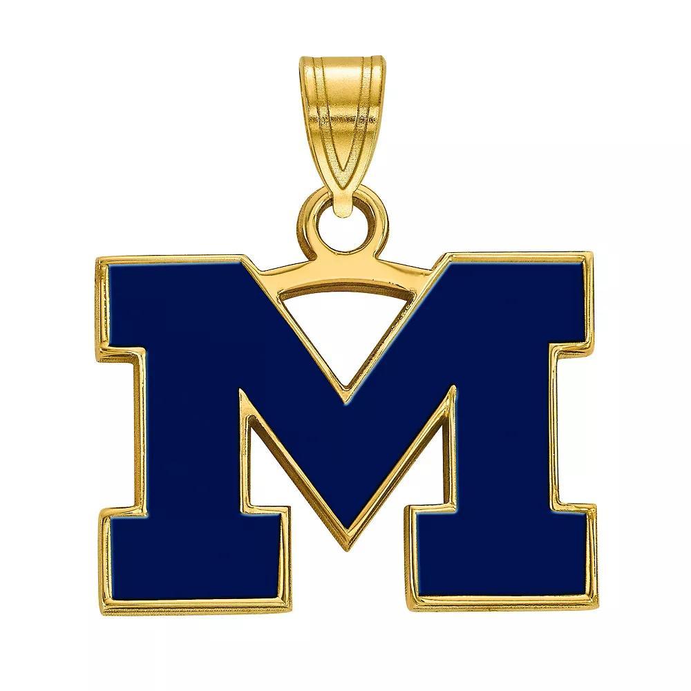 LogoArt Sterling Silver Michigan Wolverines Blue Enamel Pendant, Women's, Size: 19 mm Product Image