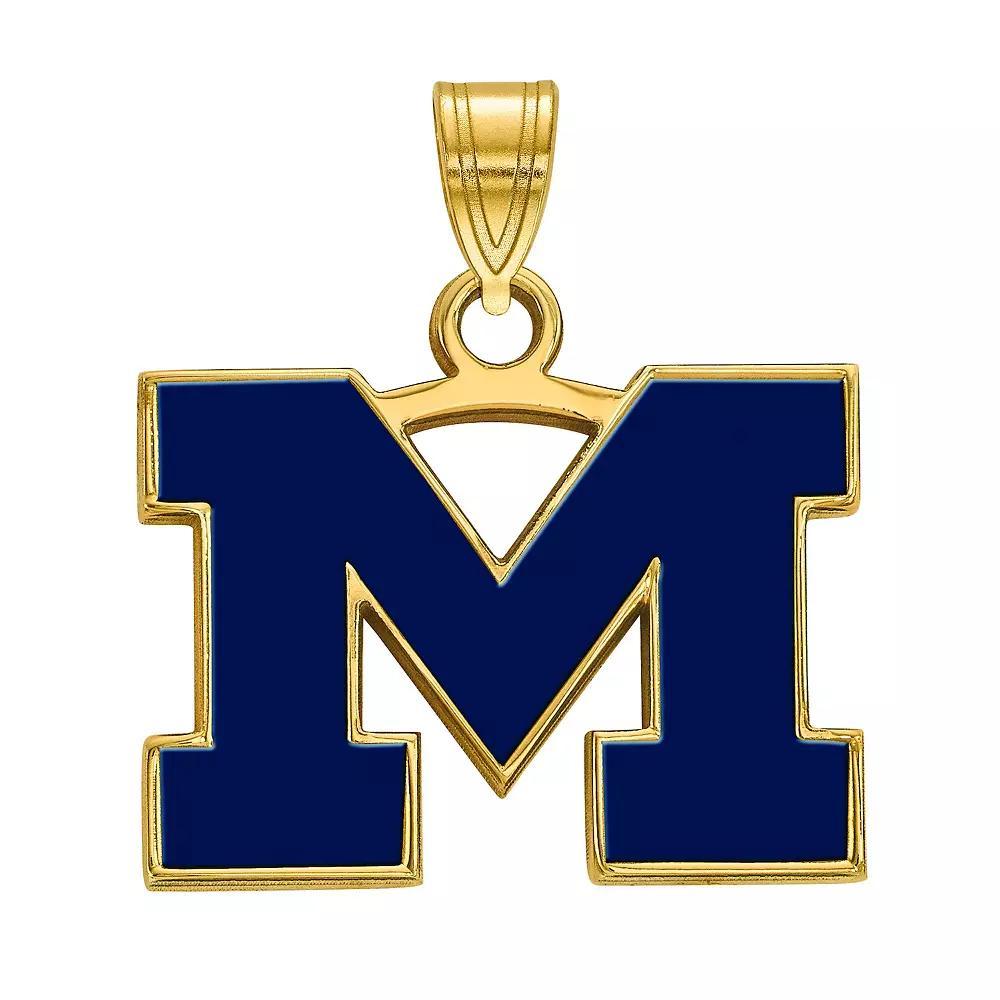 LogoArt Sterling Silver Michigan Wolverines Blue Enamel Pendant, Women's, Size: 19 mm Product Image