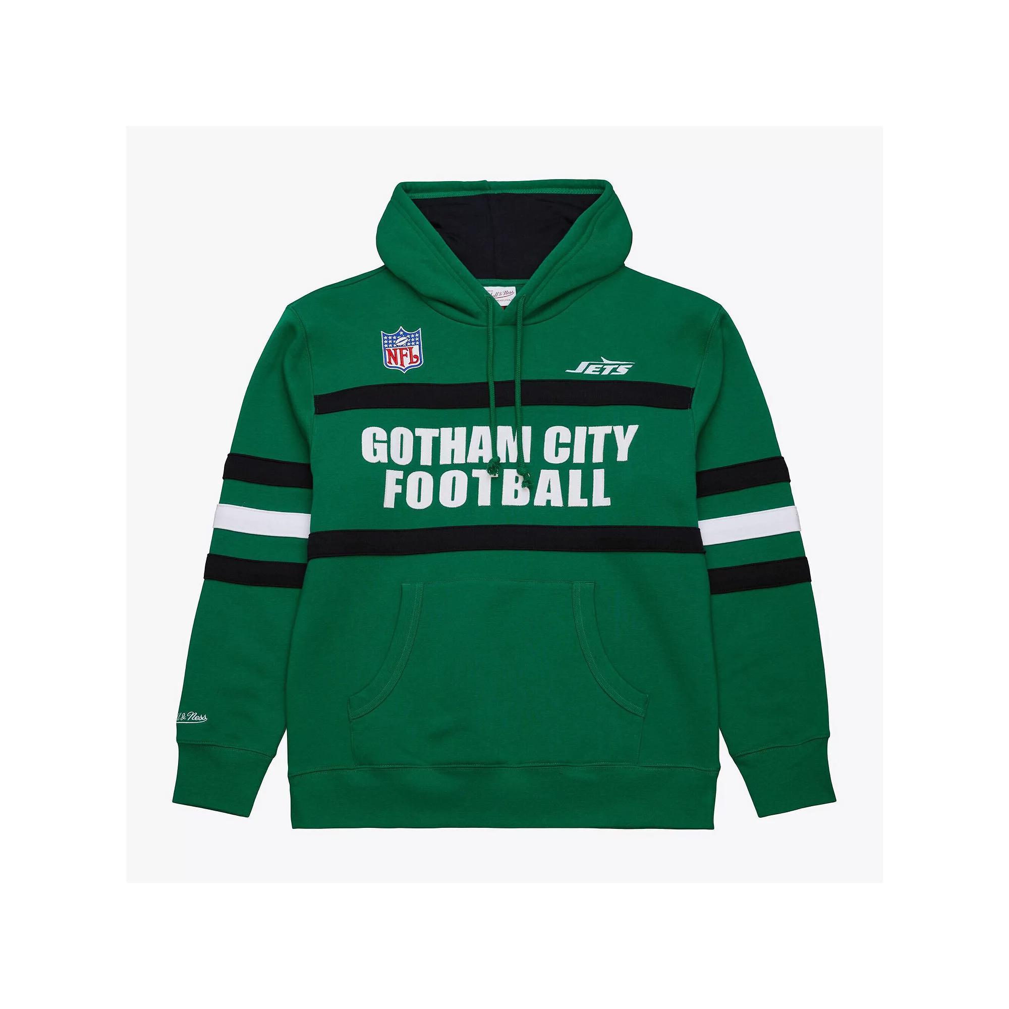Men's  Kelly Green New York Jets Vintage Logo Head Coach Fleece Pullover Hoodie, Size: XL Product Image