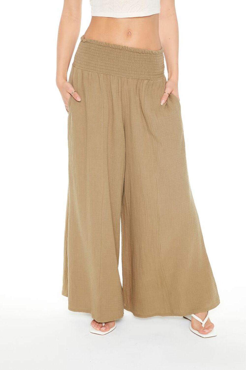 Smocked Wide-Leg Palazzo Pants | Forever 21 Product Image