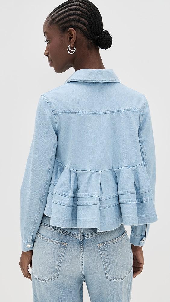 Marques'Almeida Soft Blue Denim Cropped Flounce Jacket | Shopbop Product Image