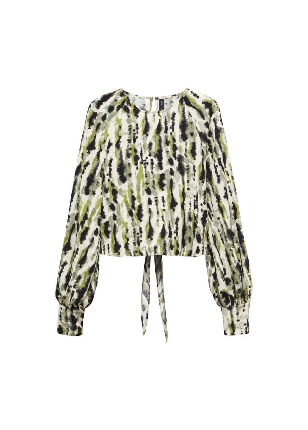 Mango Womens Bow Printed Blouse Product Image