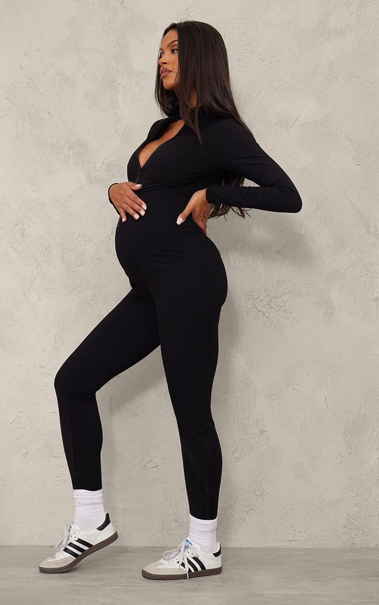 Maternity Black Snatched Sculpt Long Sleeve Jumpsuit Product Image