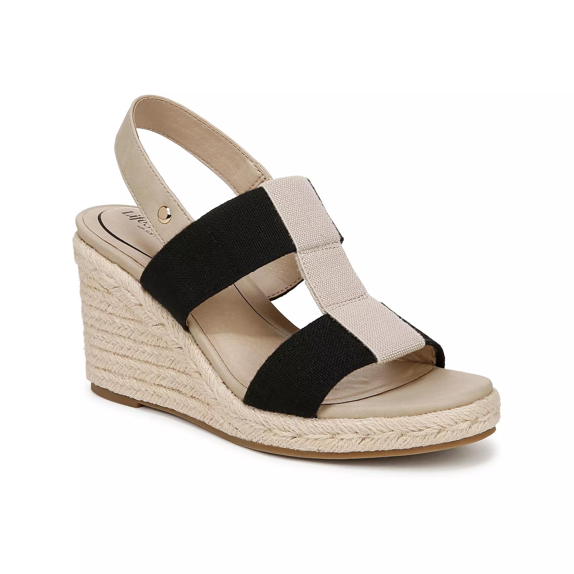 LifeStride Tallulah Women's Espadrille Wedge Sandals, Size: 9.5, Black Cream Product Image