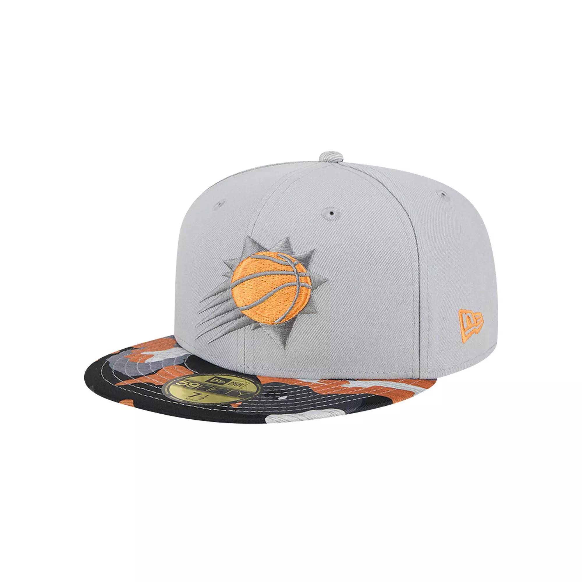 Men's New Era Gray Phoenix Suns Active Color Camo Visor 59FIFTY Fitted Hat, Size: 7 1/4, Phx Grey Product Image