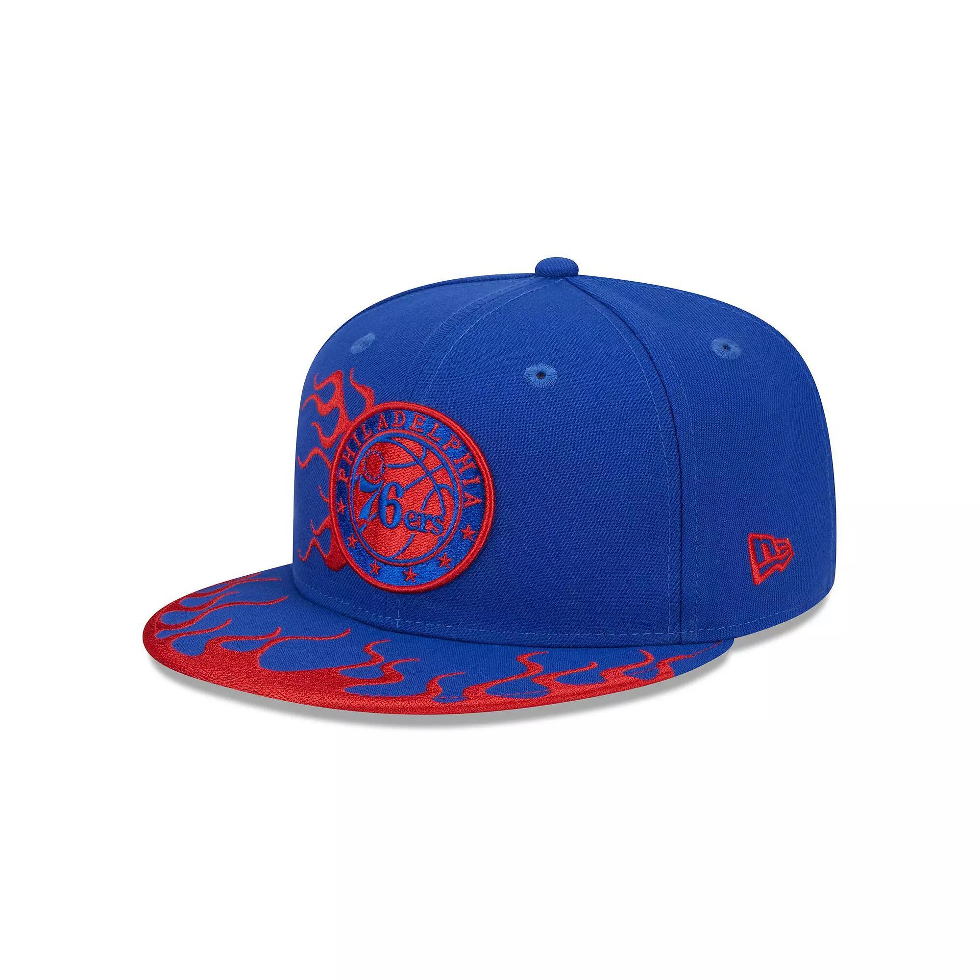 Mens New Era Royal Philadelphia 76ers Rally Drive Flames 9FIFTY Snapback Hat Product Image