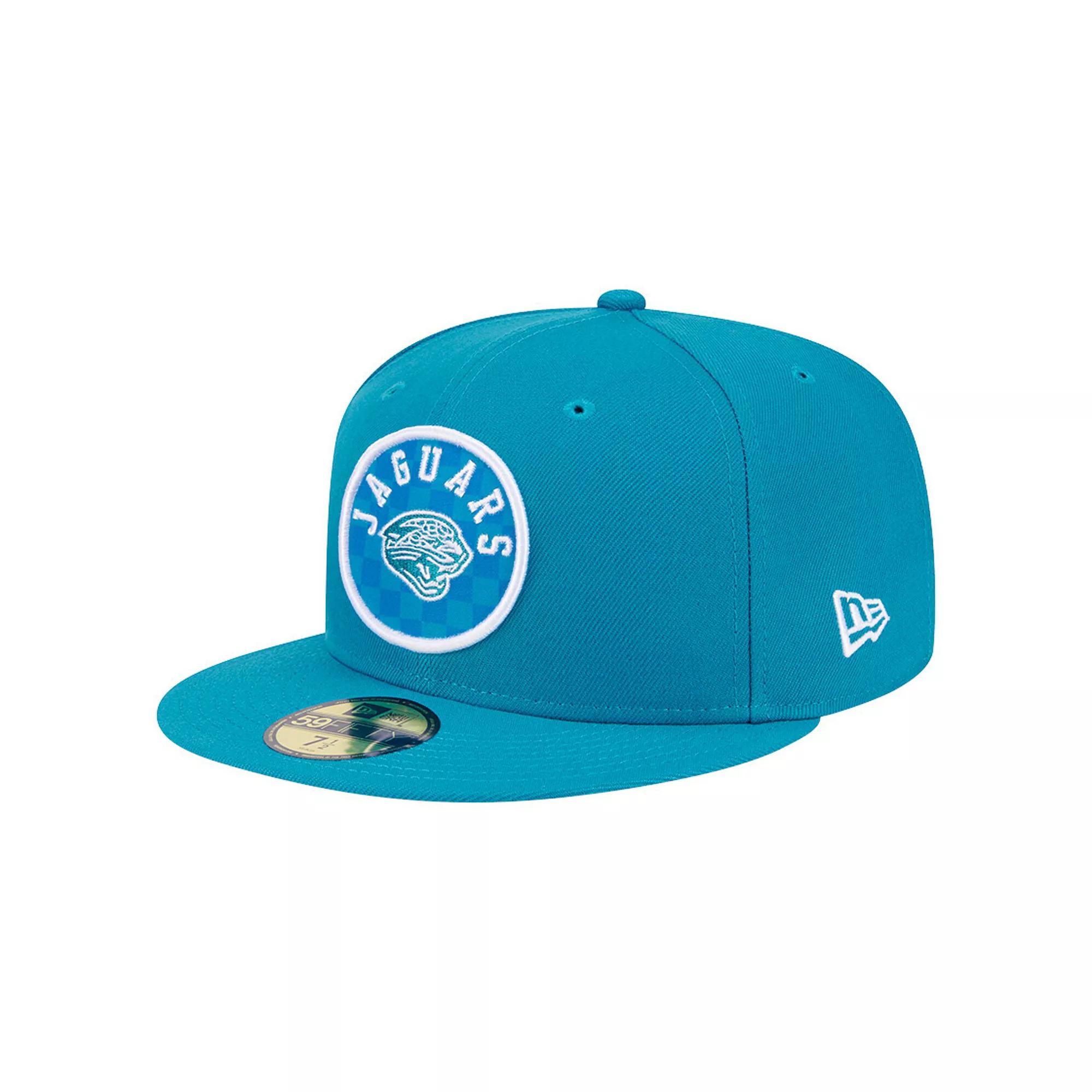 Men's New Era Teal Jacksonville Jaguars Checkered 59FIFTY Fitted Hat, Size: 8, Blue Product Image