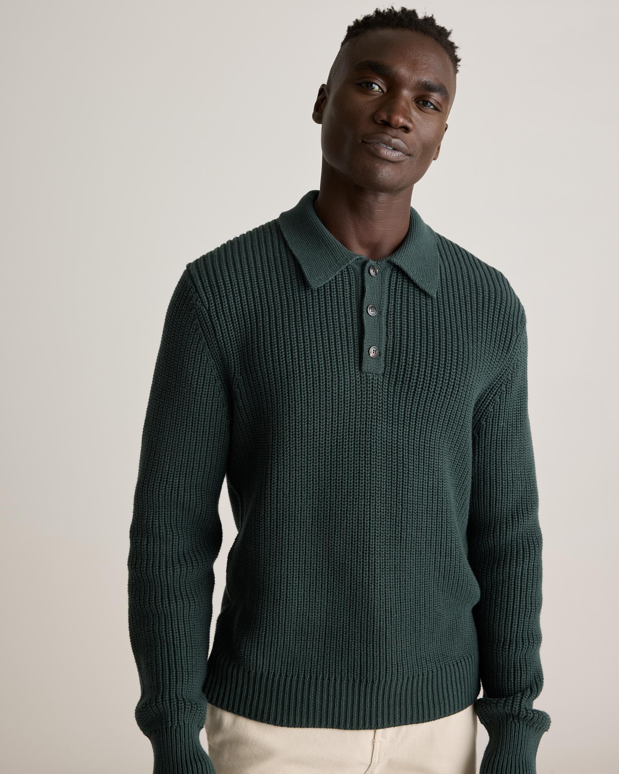 Quince | Men's Fisherman Polo Sweater Organic Cotton Product Image