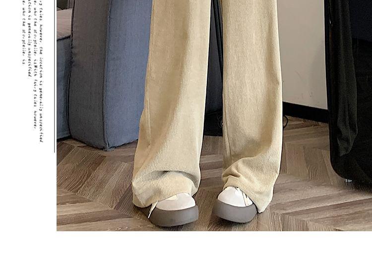High Rise Plain Corduroy Wide Leg Pants / Belt / Set Product Image