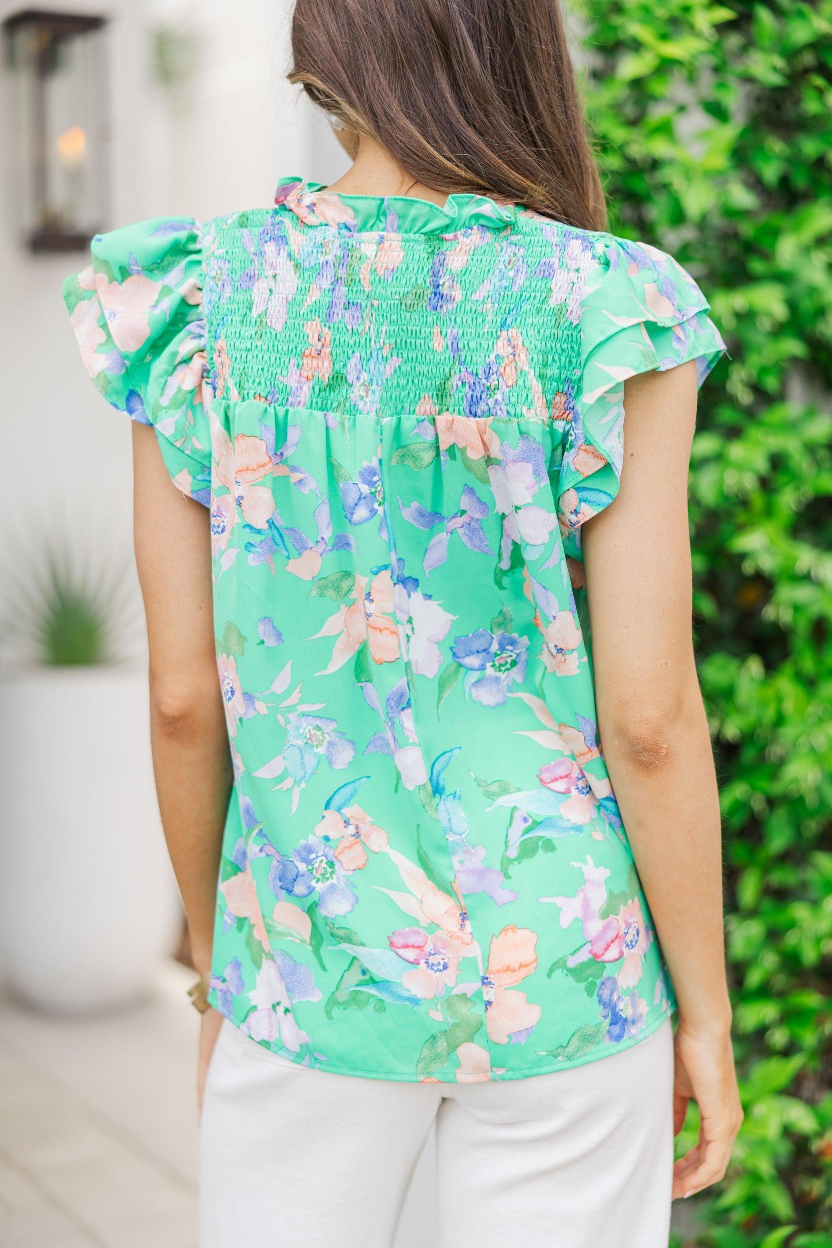 Day Dreaming Green Floral Blouse Female Product Image