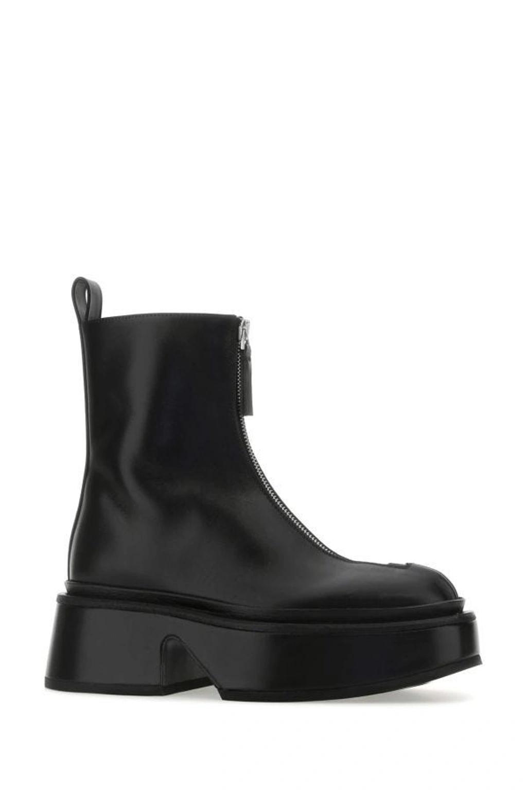JIL SANDER Zipped Ankle Boots In Black Product Image
