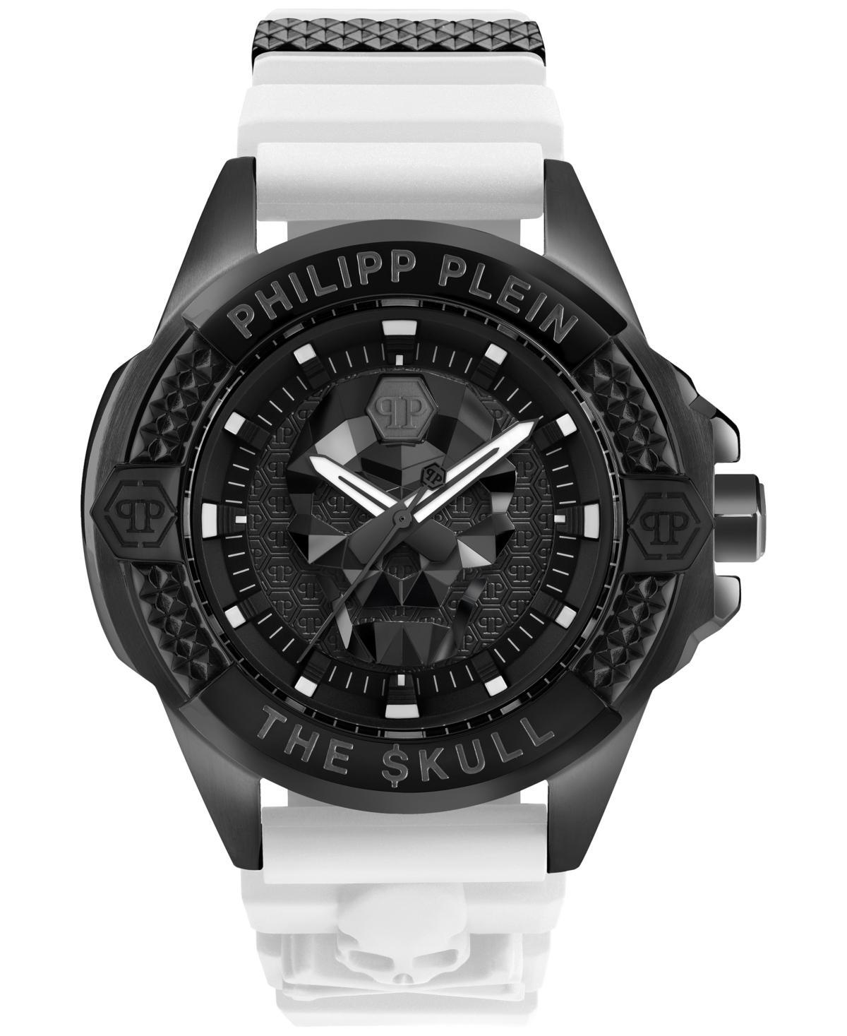 Philipp Plein Mens The Skull Analog Gunmetal Tone Silicone Strap Watch Product Image