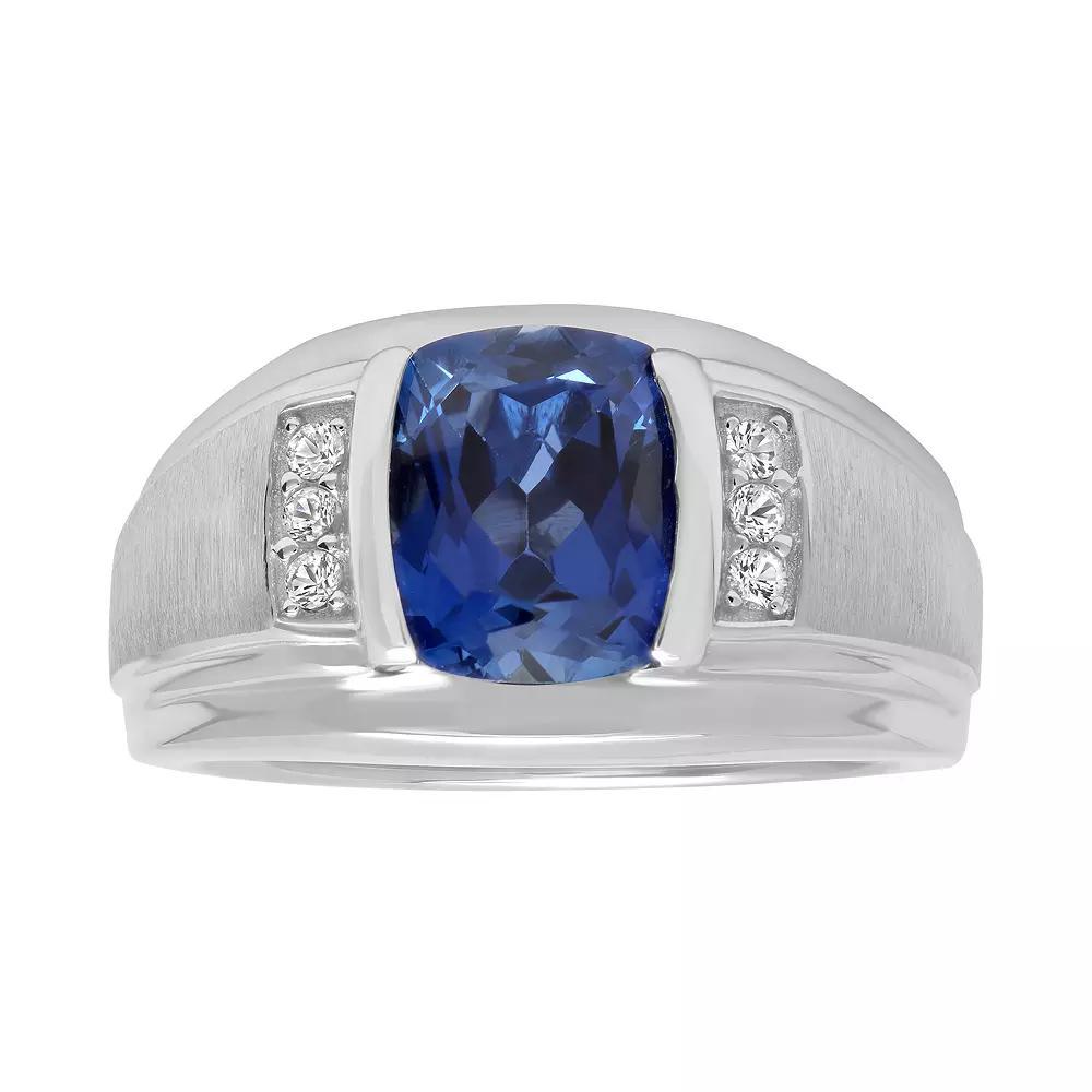 Men's Sterling Silver Lab-Created Blue & White Sapphire Ring, Size: 12, Silvertone Product Image