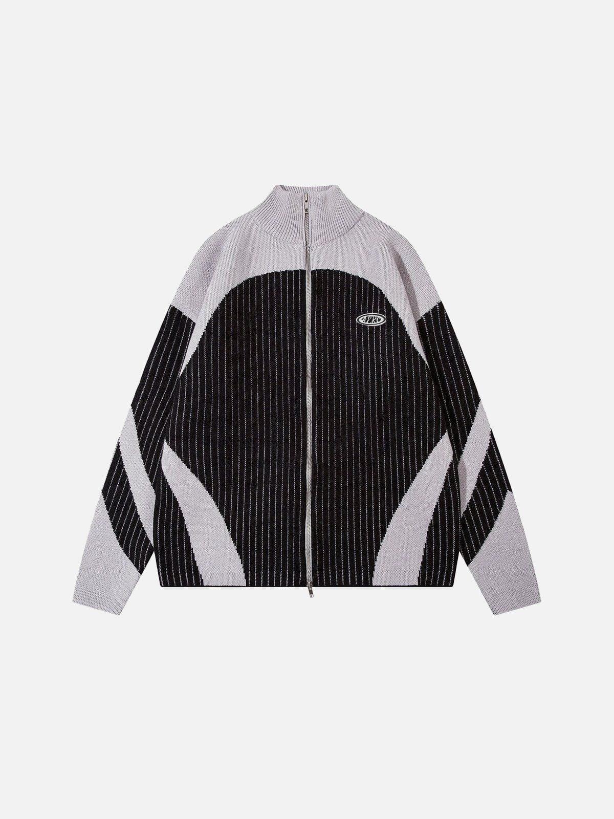 Aelfric Eden Color Blocking Stripe Turtleneck Cardigan Product Image