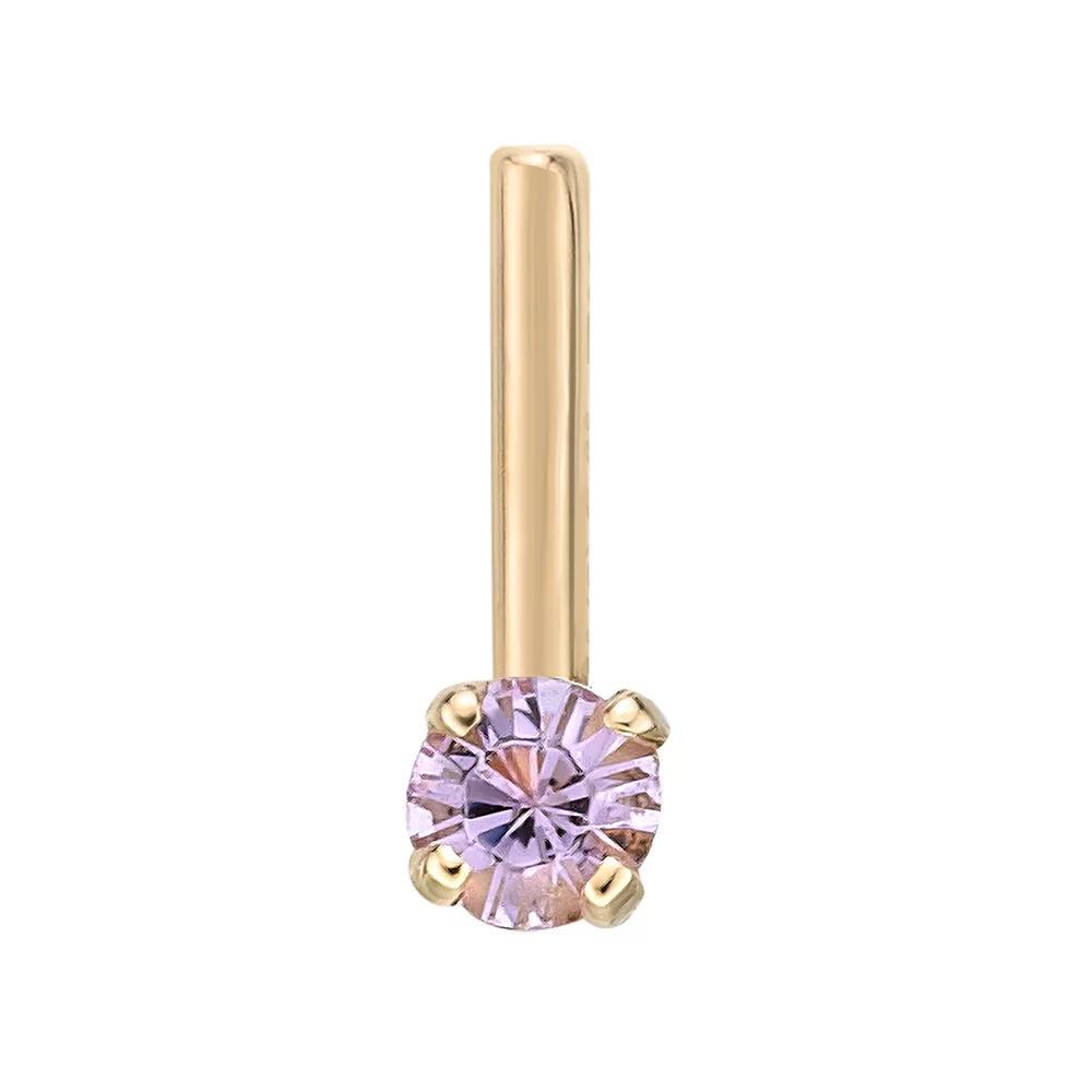 Lila Moon 14k Gold 90 Degree Purple Crystal Nose Stud, Women's Product Image