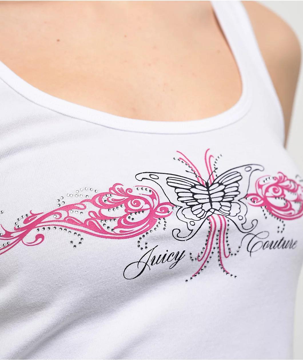 Juicy Couture Butterfly White Crop Tank Top Product Image