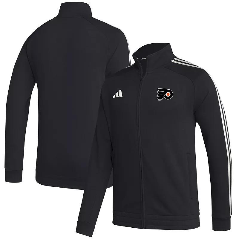 Mens adidas Black Philadelphia Flyers Raglan Full-Zip Track Jacket Product Image