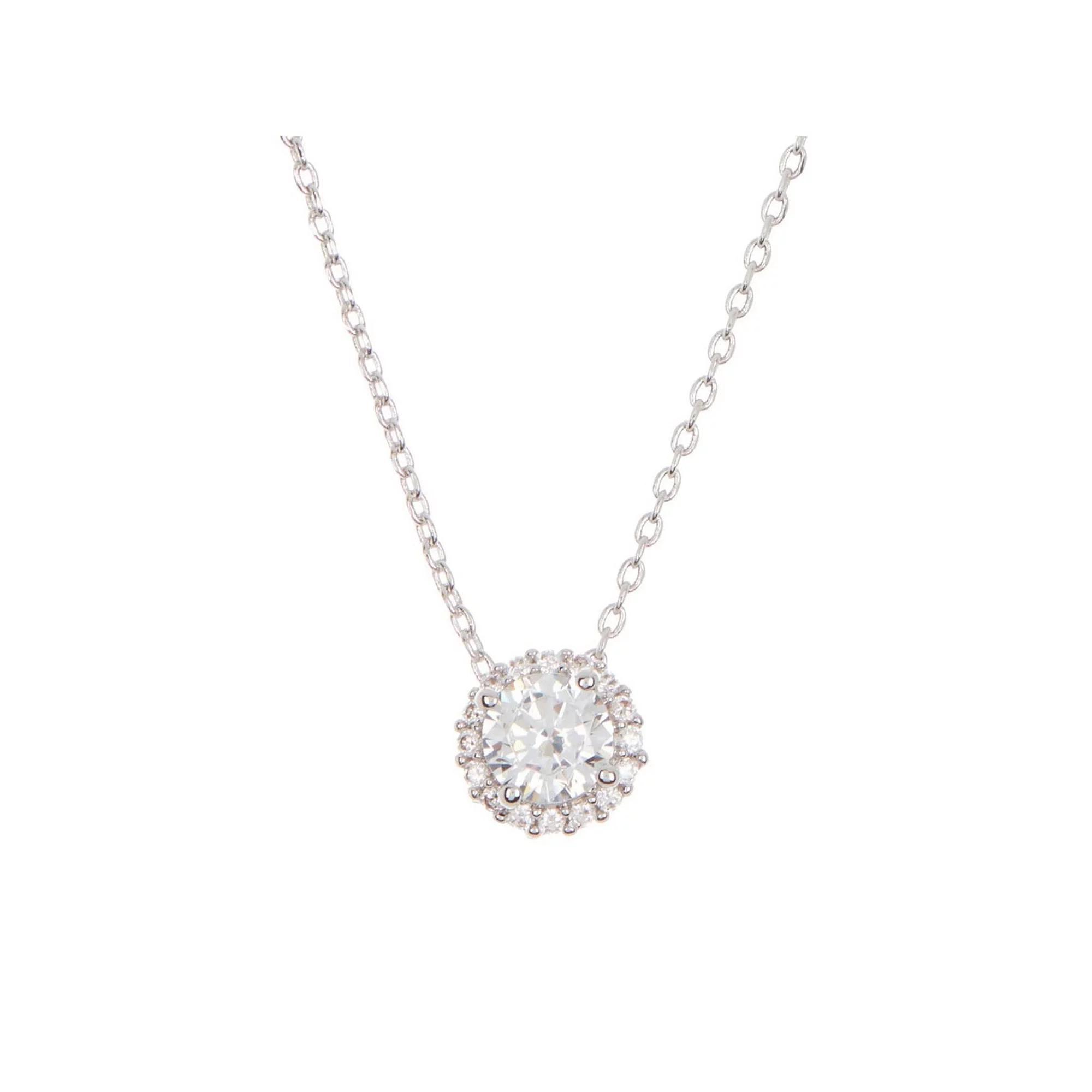 Adornia Silver Tone Cubic Zirconia Halo Necklace, Women's, Size: 18" Product Image