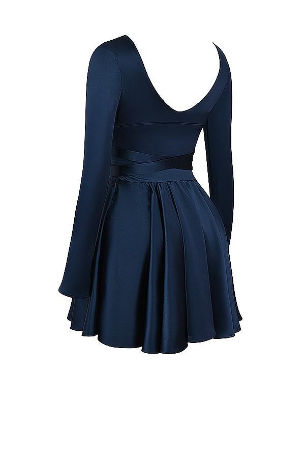 Dominique Navy Plunge Mini Dress Product Image