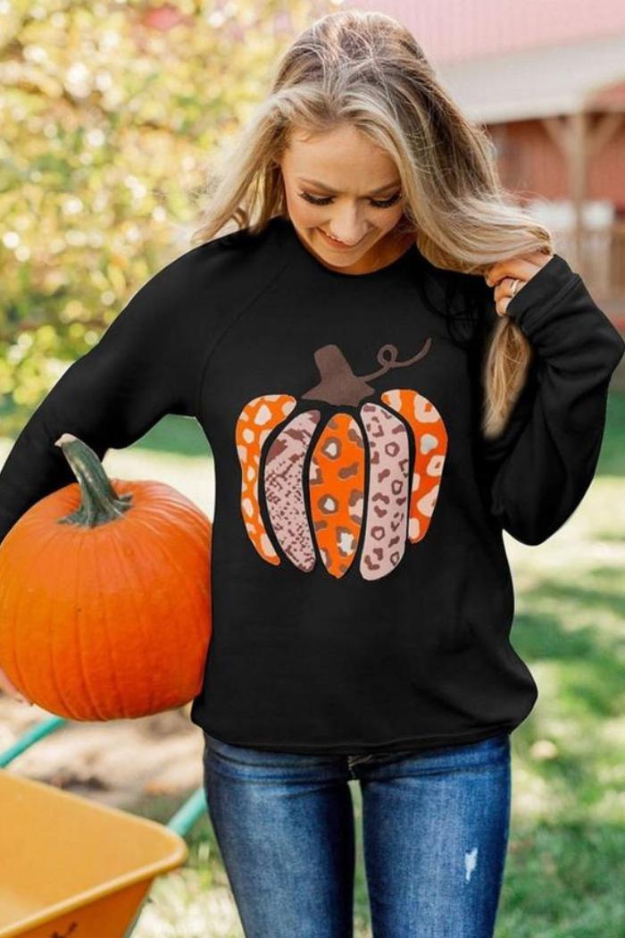 Halloween Pumpkin Printing Sweater Product Image