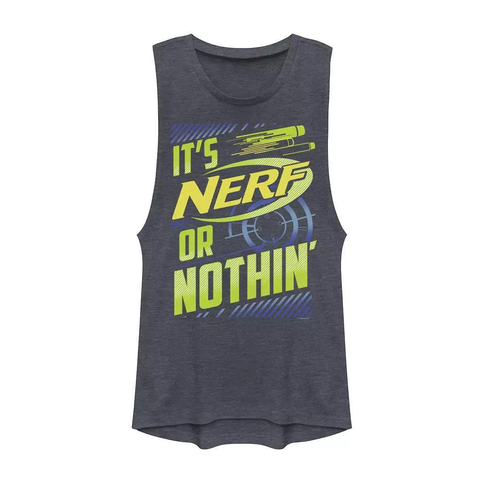 Juniors' Nerf It's Nerf Or Nothin' Muscle Tank Top, Girl's, Size: XXL, Denim Grey Product Image
