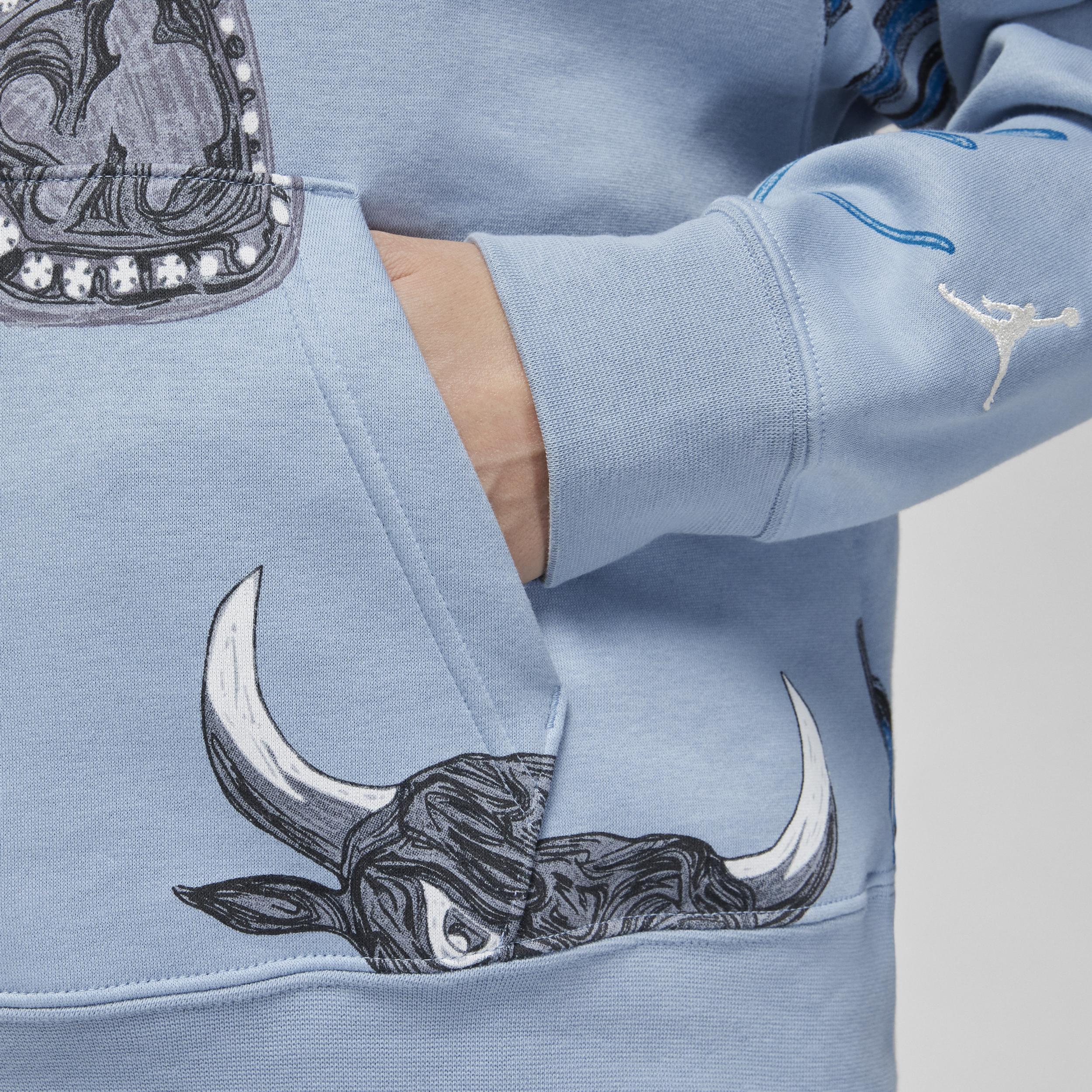 Jordan Womens Brooklyn AOP Fleece Hoodie - Blue/Sail Product Image