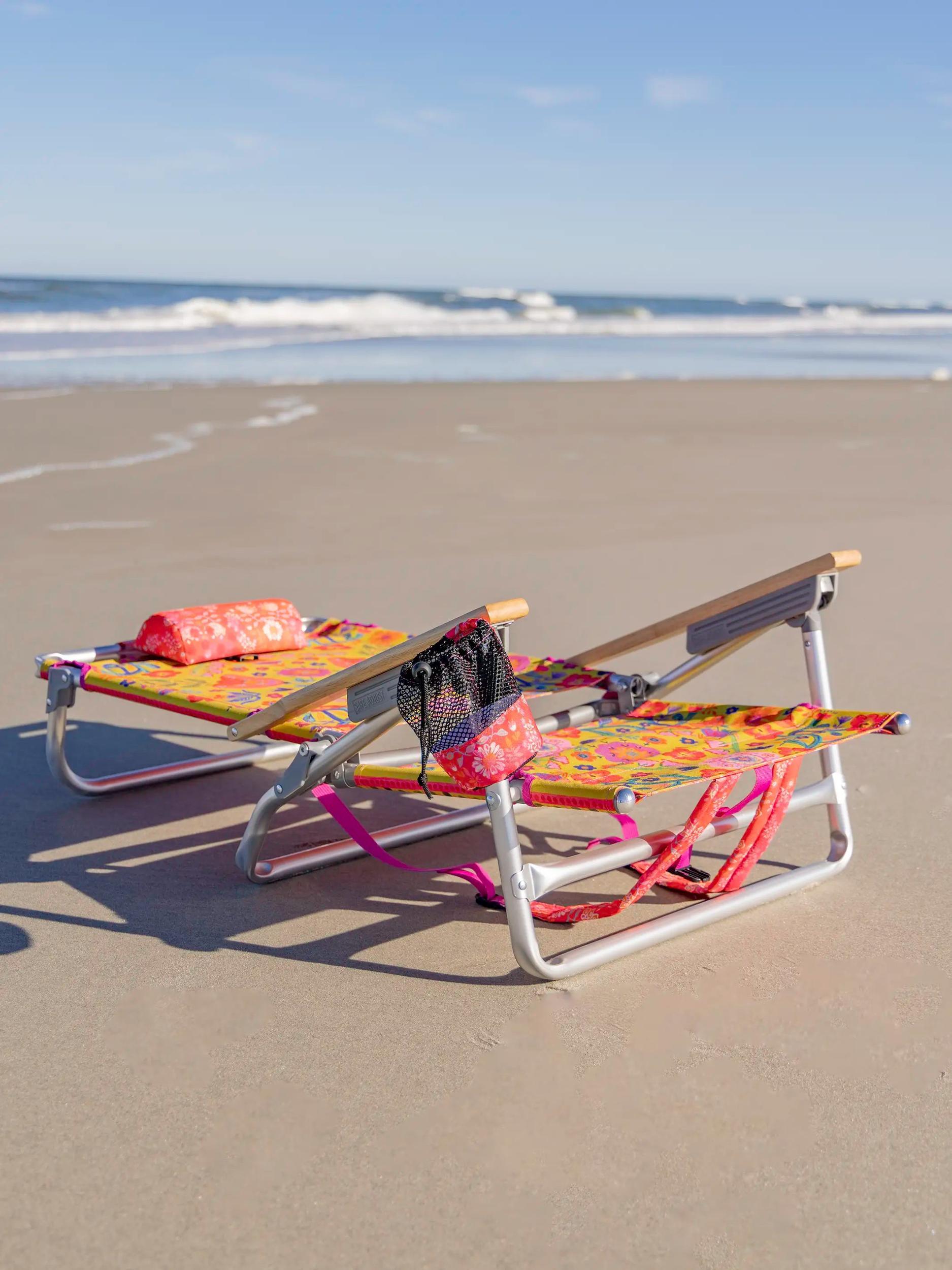 Backpack Beach Chair - Chartreuse Folk Flower Product Image