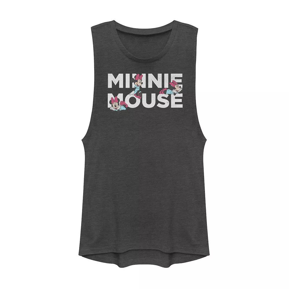 Disney's Mickey & Friends Minnie Mouse Text Portraits Juniors' Muscle Graphic Tank Top, Girl's, Size: XL, Grey Product Image