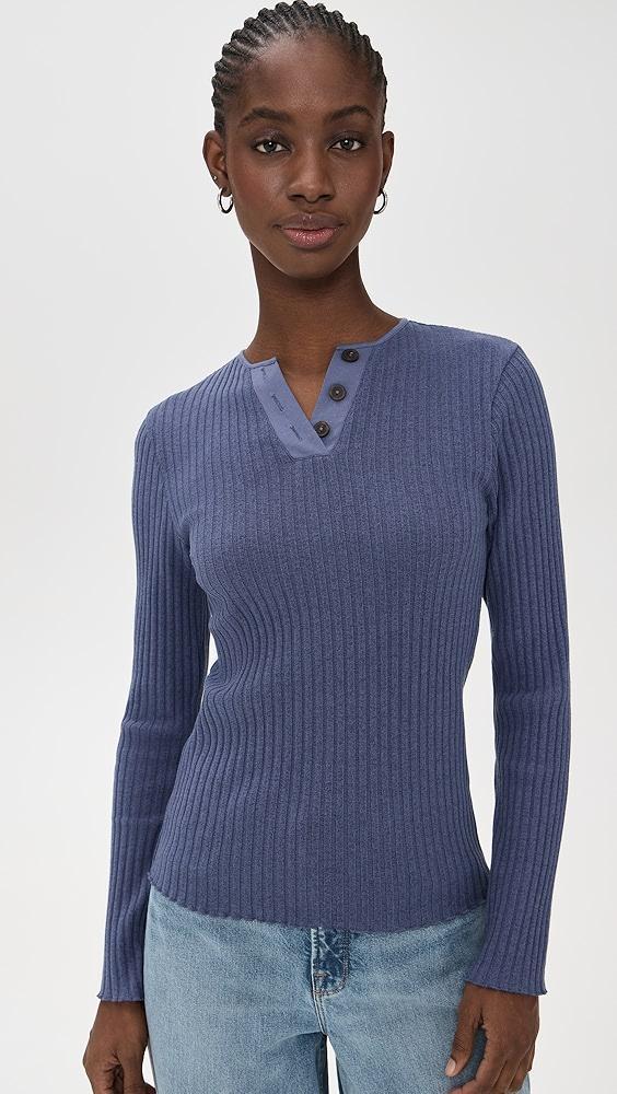 Vince Rib Long Sleeve Henley | Shopbop Product Image