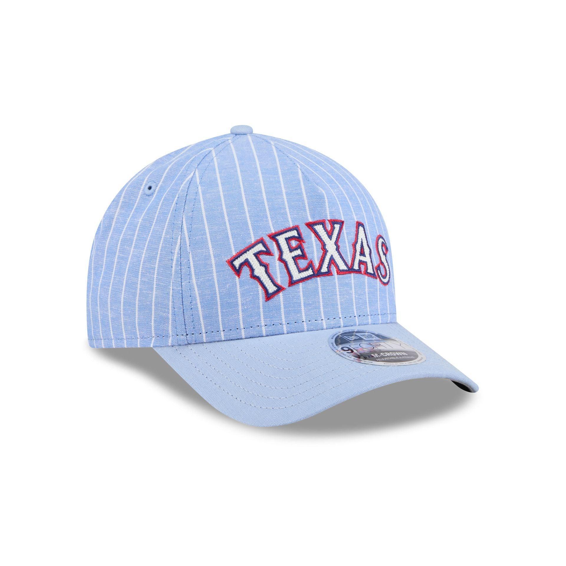 Texas Rangers Pinstripe Linen 9FORTY M-Crown A-Frame Snapback Hat Male Product Image