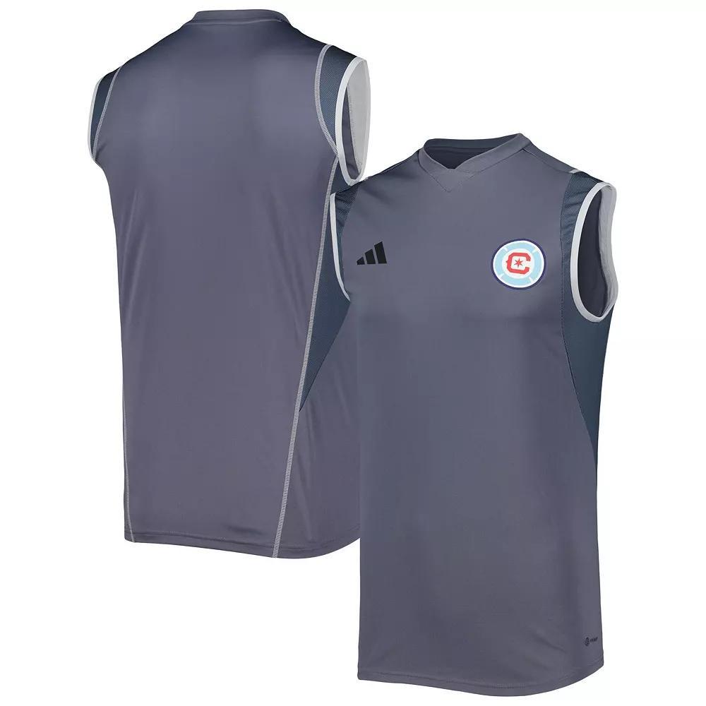 Mens adidas Gray Chicago Fire 2023 On-Field Sleeveless Training Jersey Product Image