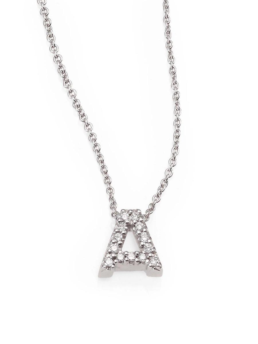 Roberto Coin 18K White Gold Initial Love Letter Pendant Necklace with Diamonds, 16 Product Image