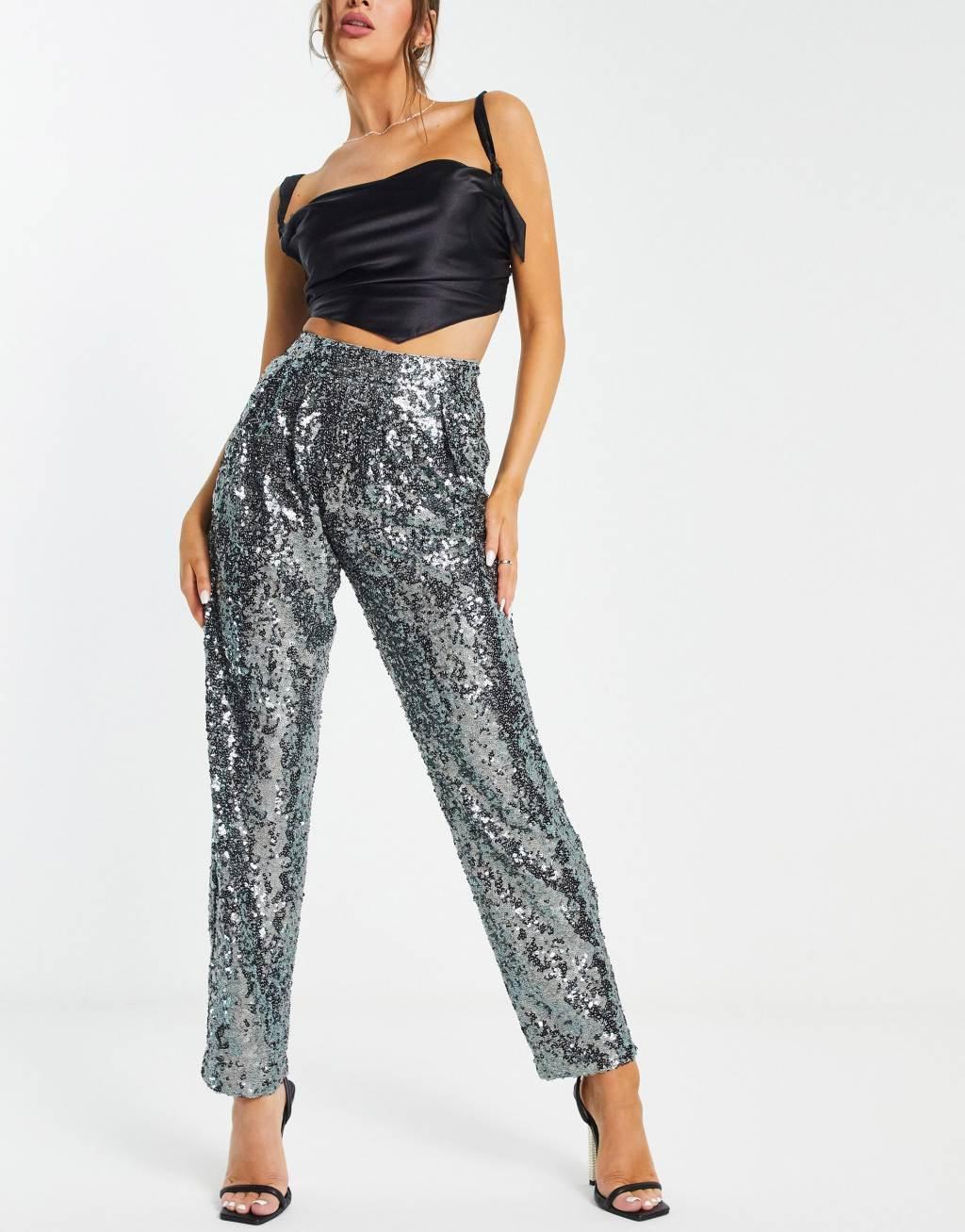 ASOS DESIGN sequin slouchy pants Product Image