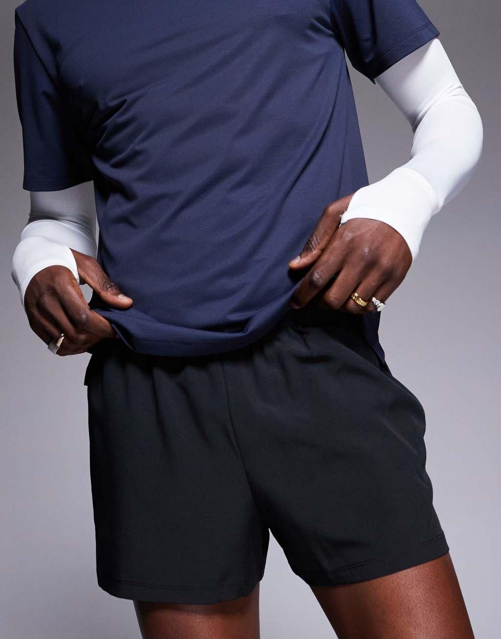 4505 Icon 3 inch quick dry running shorts with back phone pocket 2 pack in black and light blue Product Image