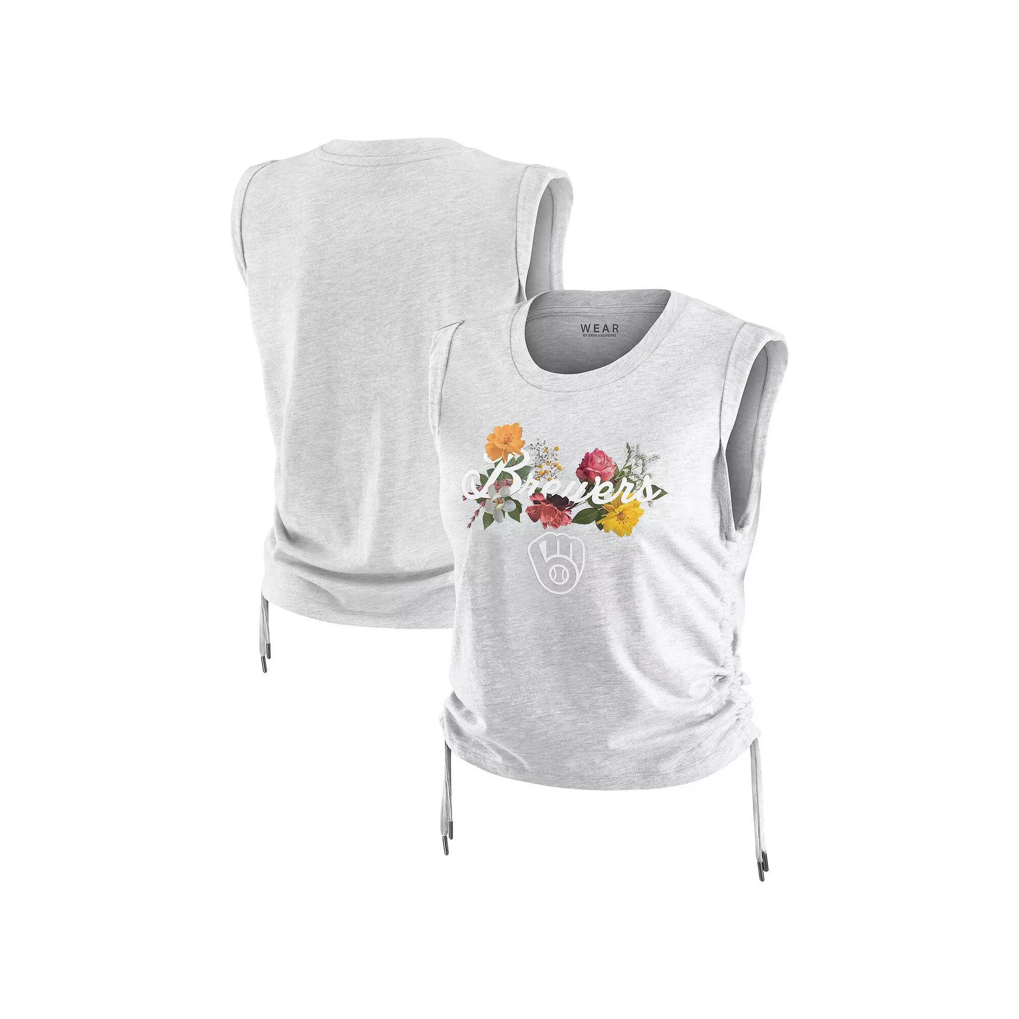 Women's WEAR by Erin Andrews  Heather Gray Atlanta Braves Cinched Tank Top, Size: Large, Grey Product Image