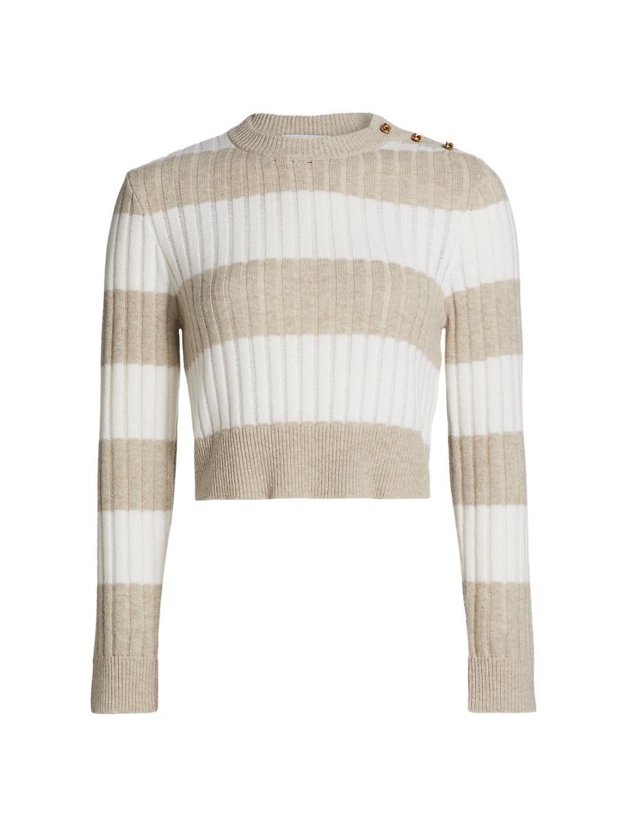 Womens Alfeo Striped Wool-Cashmere Crop Sweater Product Image