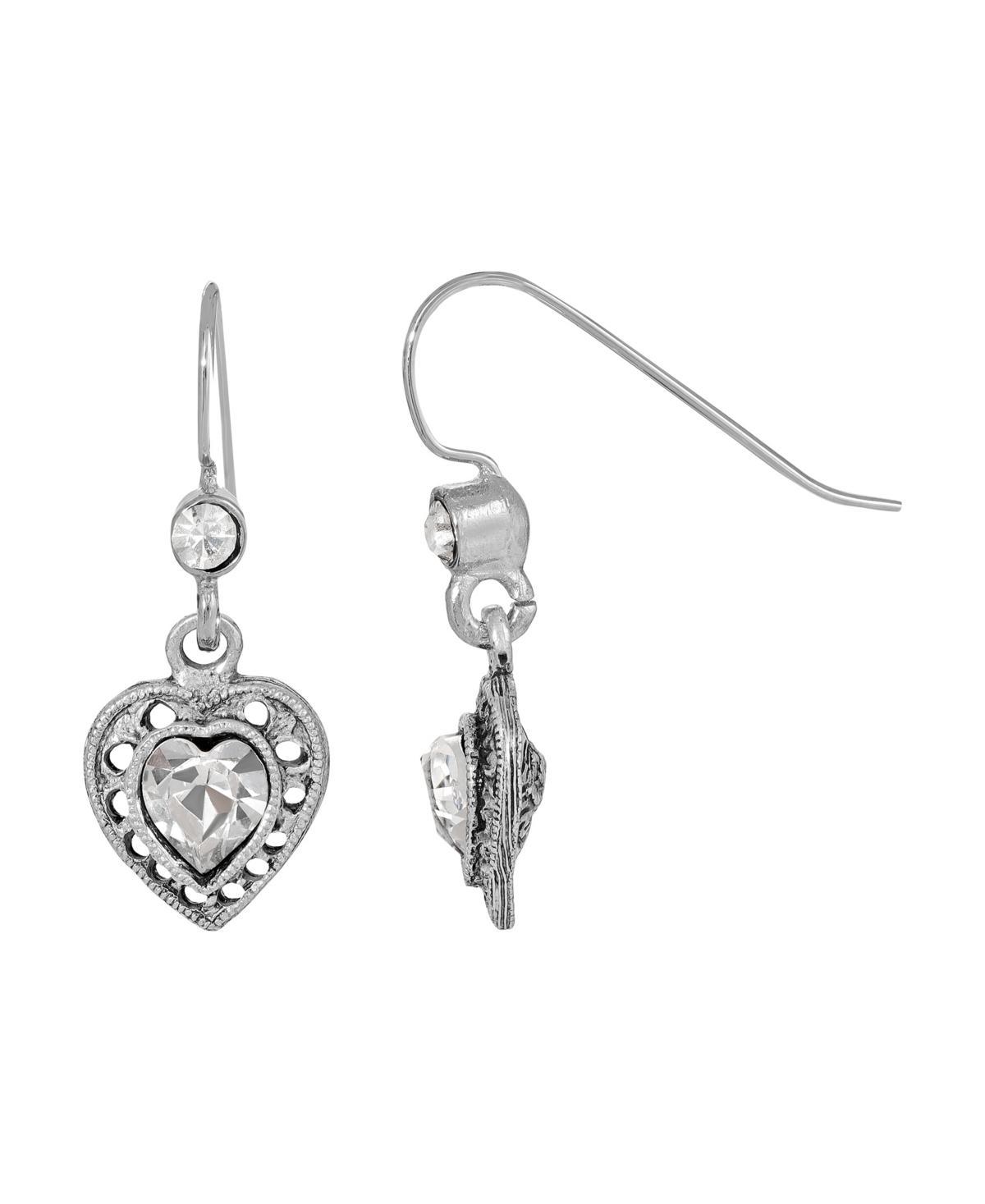 1928 Gold Tone Heart Drop Earrings, Womens, Green Product Image