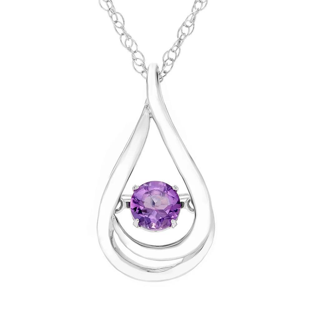 Boston Bay Diamonds Sterling Silver Brilliance-in-Motion Genuine Amethyst Teardrop Pendant Necklace, Women's, Size: 18" Product Image