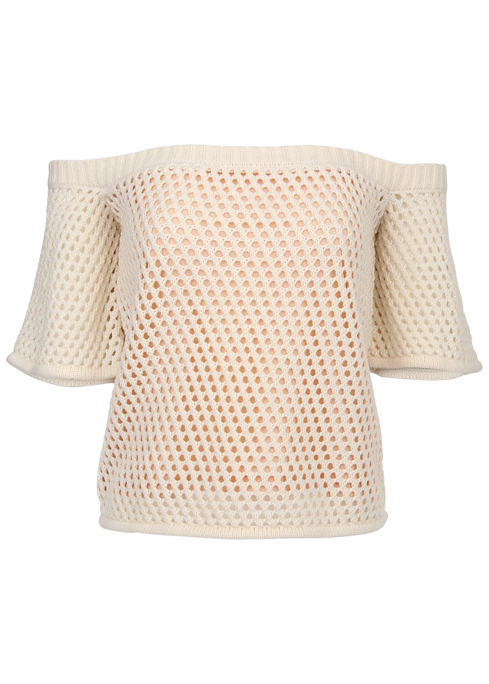 Off-Shoulder Knit Sweater - Off White Product Image