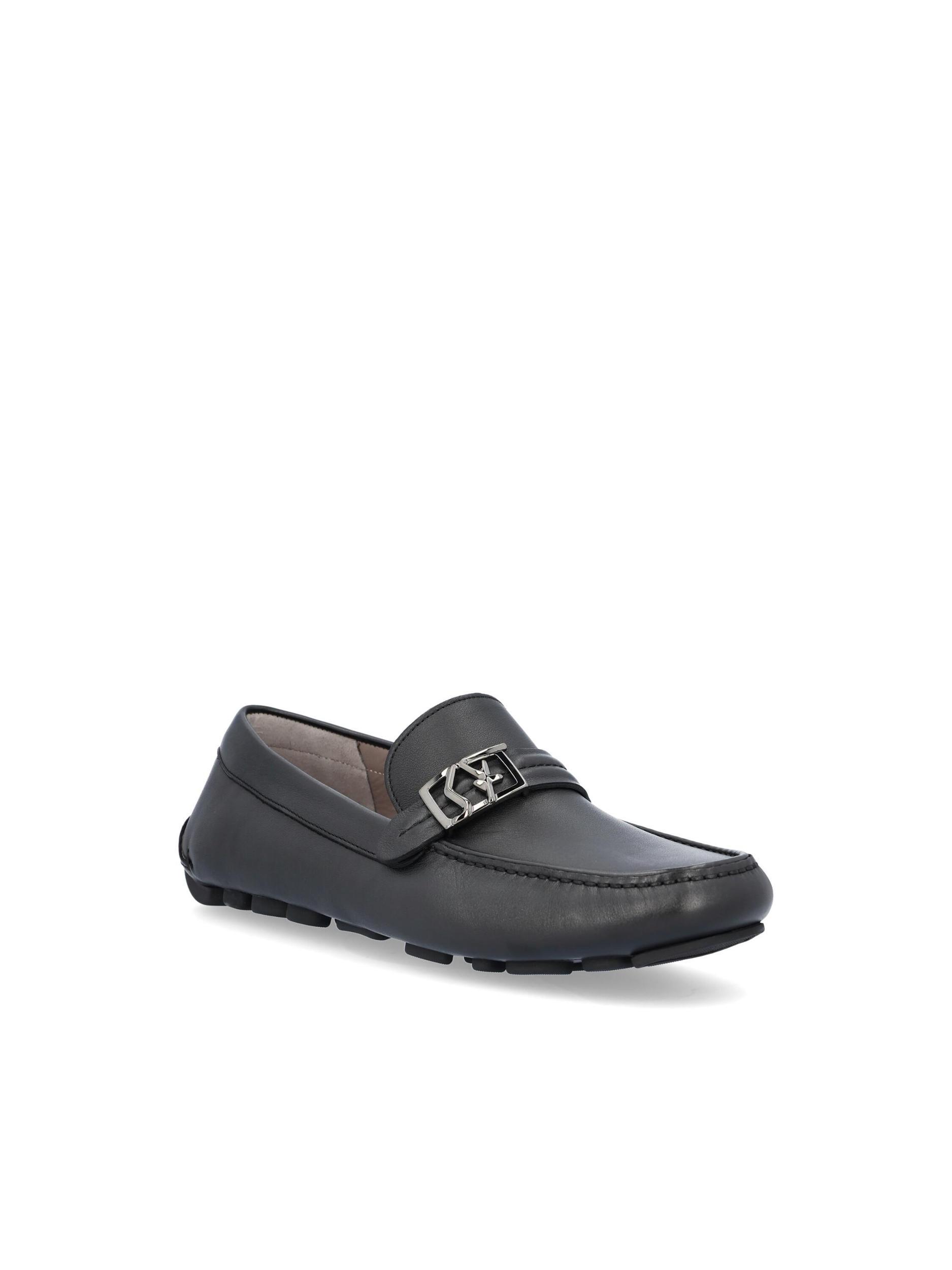 FERRAGAMO Leather Driver Loafers In Black Product Image