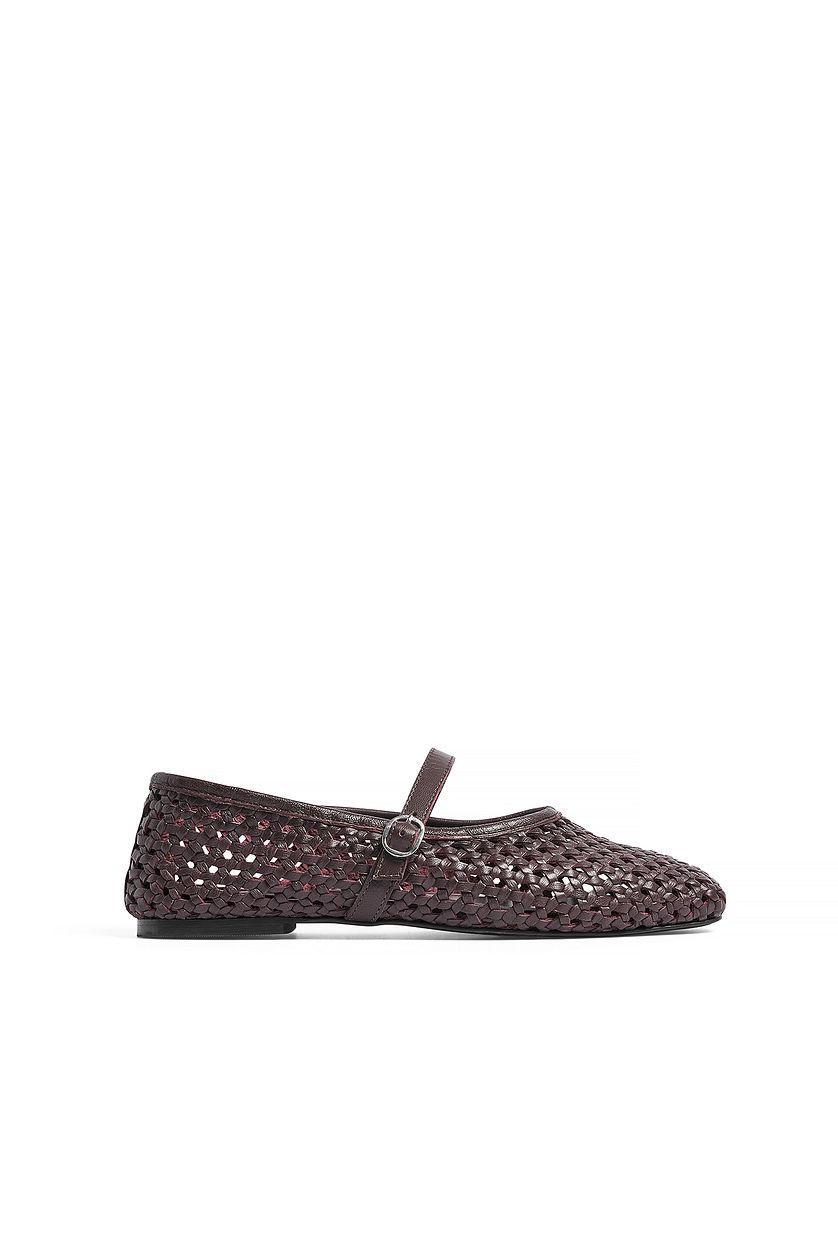 Woven Leather Ballerinas Product Image