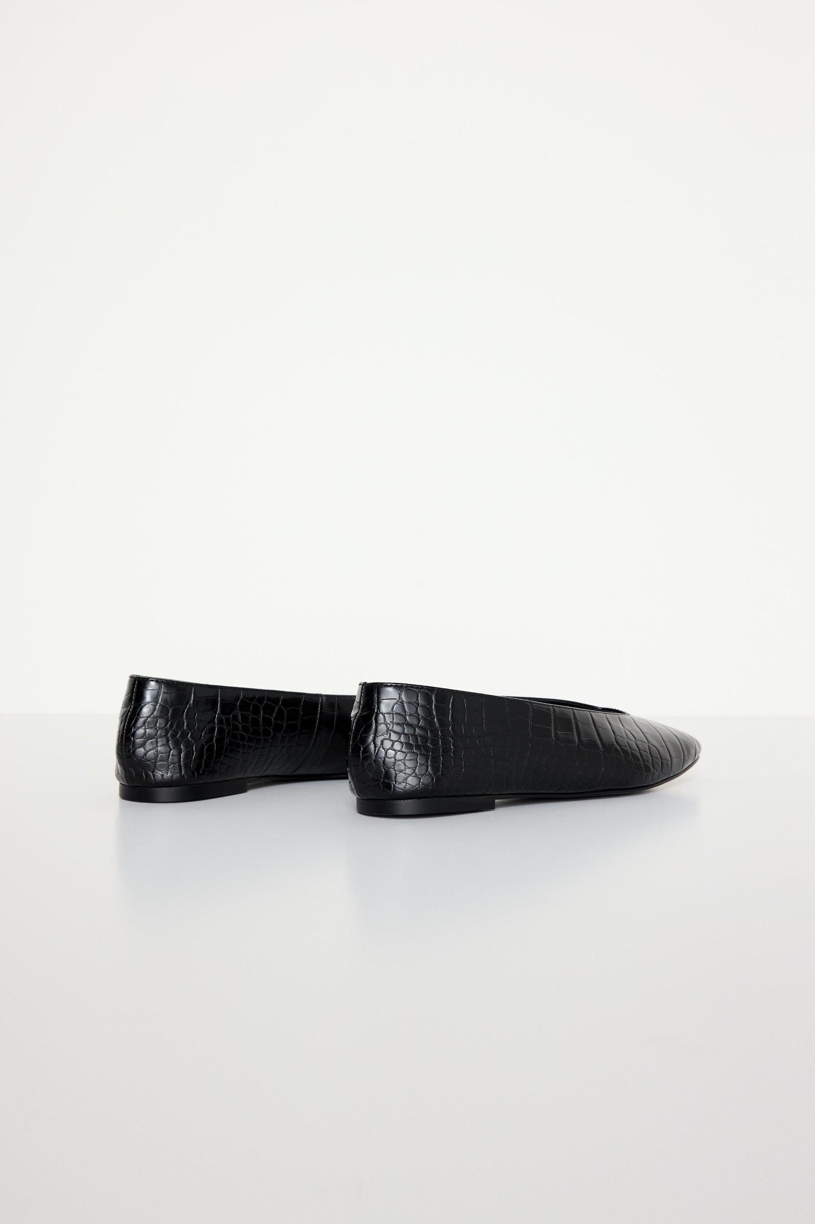 CROCODILE BALLET FLATS | BLACK001 Product Image