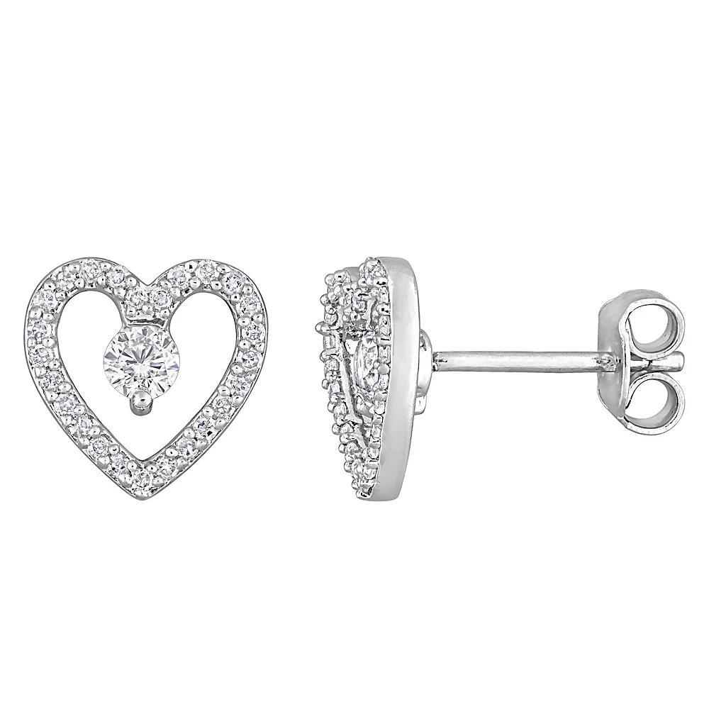 Sterling Silver White Topaz & 1/5 Carat T.W. Diamond Stud Earrings, Women's Product Image