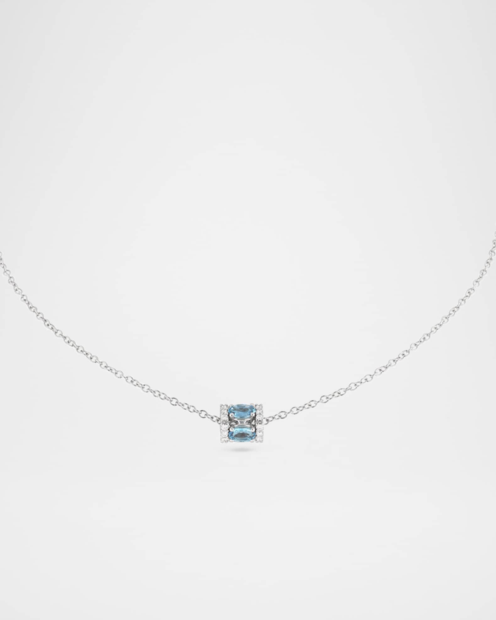 Procida 18K White Gold Pendant Necklace with Diamonds and Aquamarine Product Image