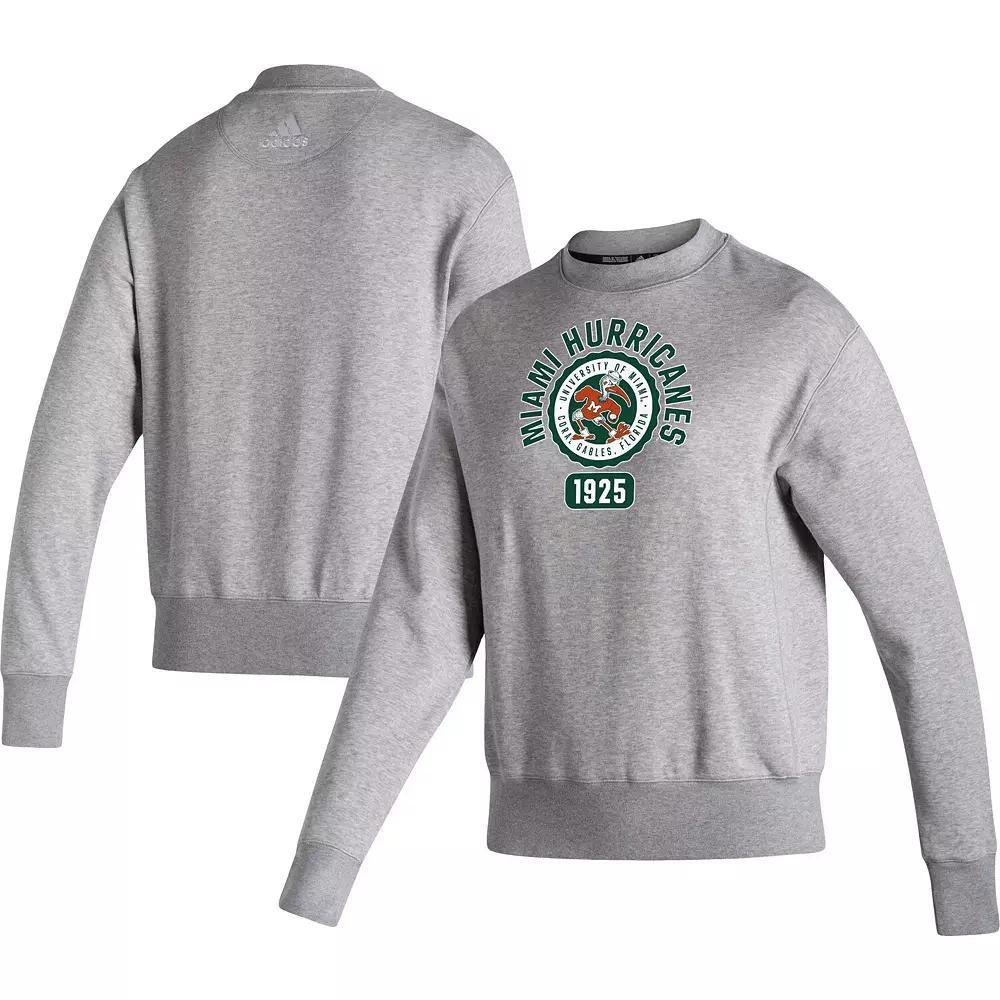Women's adidas Heathered Gray Miami Hurricanes Vintage Circle Pullover Sweatshirt, Size: Medium, Grey Product Image