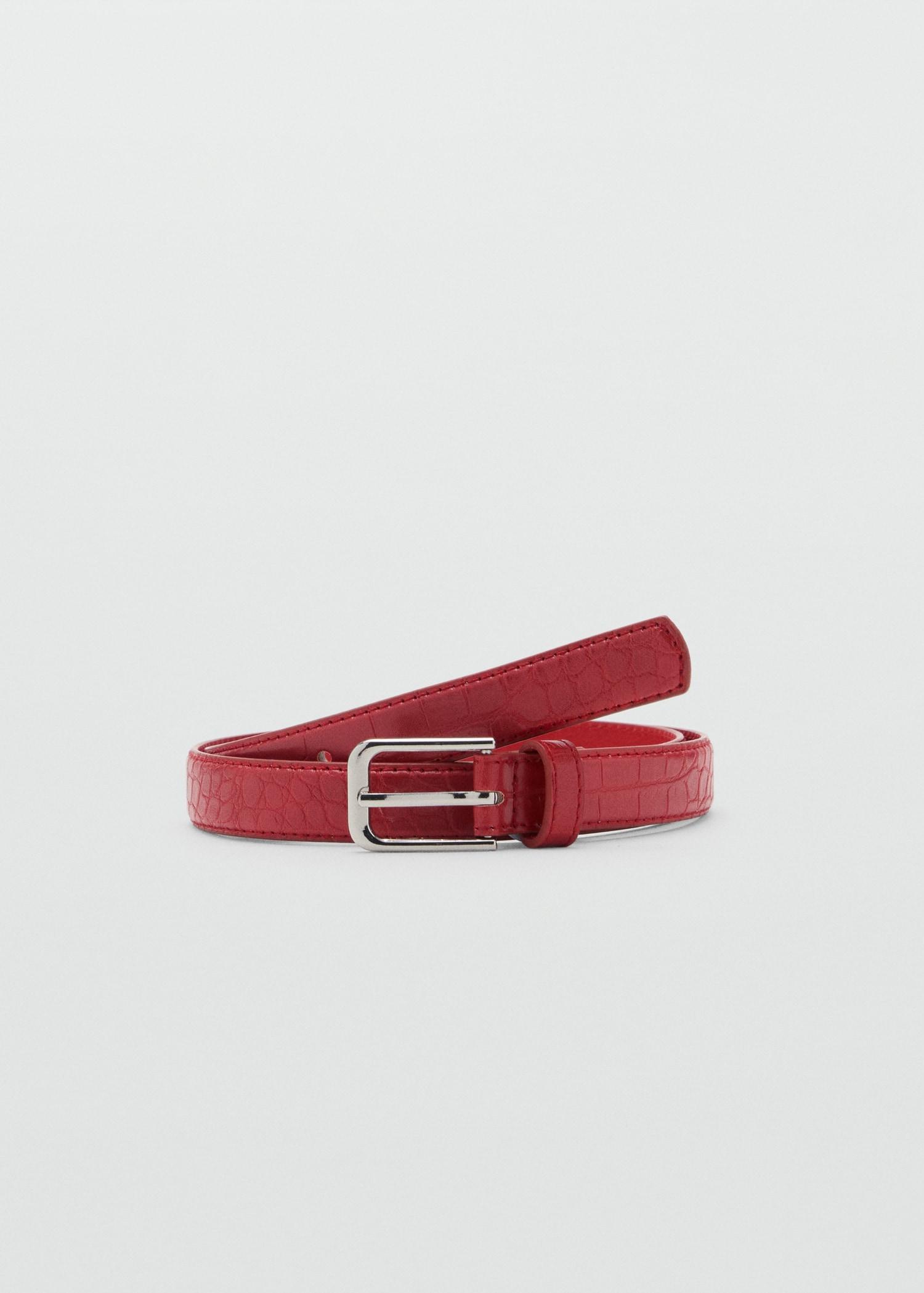 Fine croco leather-effect belt - Women | MANGO USA Product Image