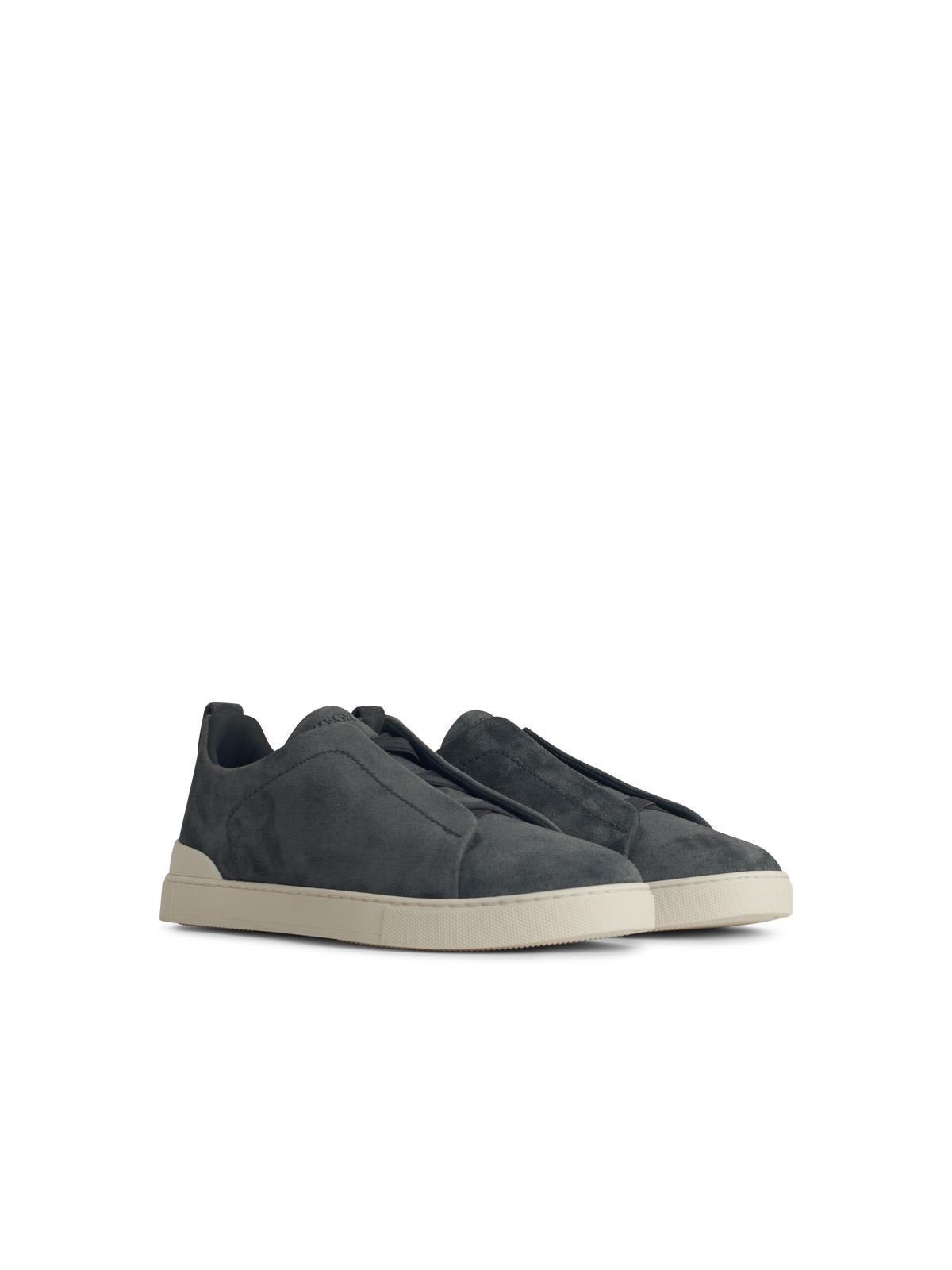 ZEGNA Triple Navy Suede Sneakers Product Image